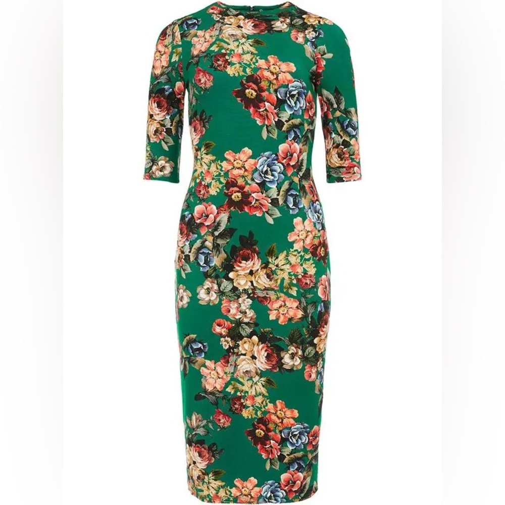 Alice + Olivia Delora Mockneck Floral Bodycon Midi Dress in size 4 NWT $350